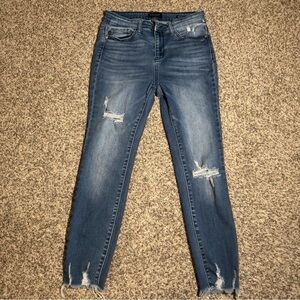 Judy Blue Medium Wash Distressed Skinny Jeans - size 9